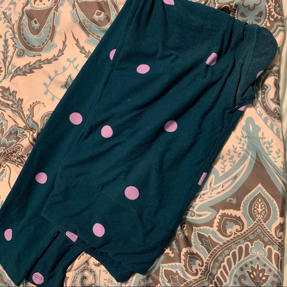 Lularoe Tall and Curvy navy with purple polka dot